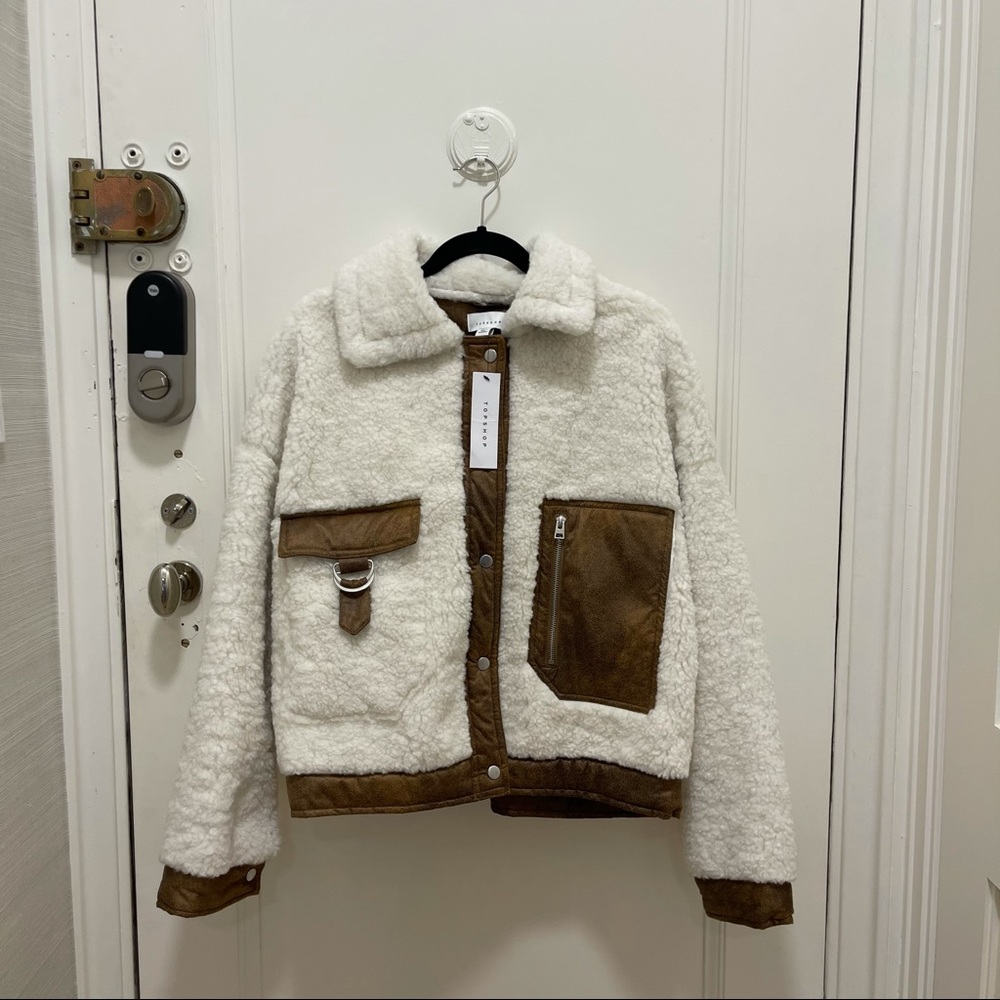 topshop faux-shearling jacket
